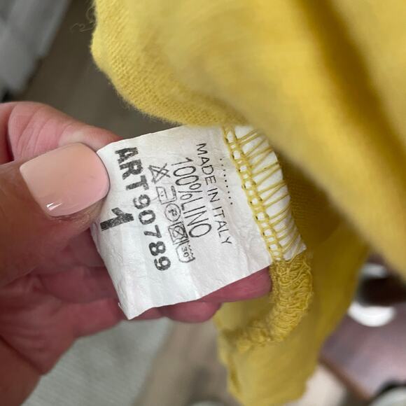 Transparente Linen Top Size Large XL Yellow Tunic Lagenlook Casual Minimalist - Picture 3 of 4